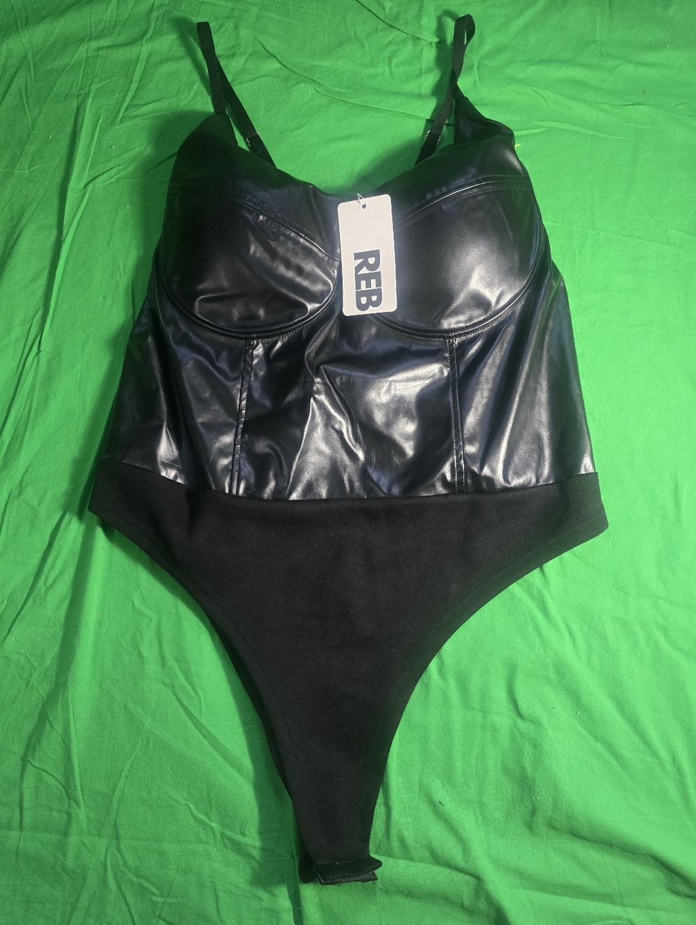 REBDOLLS Vegan Leather Corset Bodysuit Size 2X New